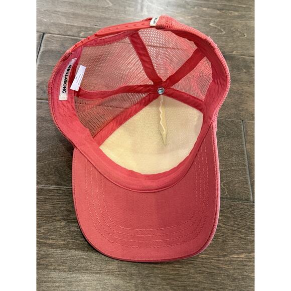 Billabong California Love Peach Pink Mesh Snapback Trucker Hat Baseball Cap - Picture 7 of 8